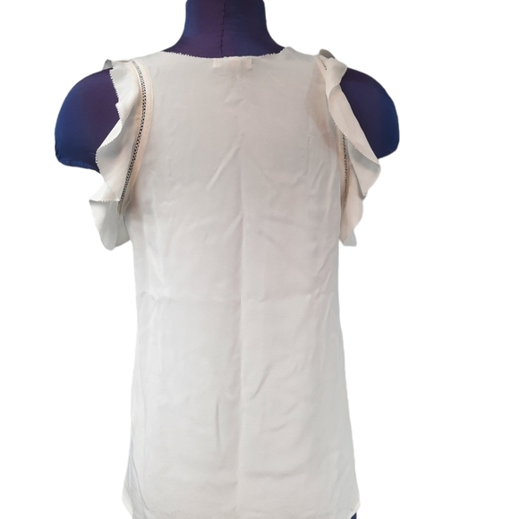 Joie 100%‎ Silk Cream Blouse Flutter Sleeve Cut Out Scoop Neck Size XS Women's - Picture 4 of 7